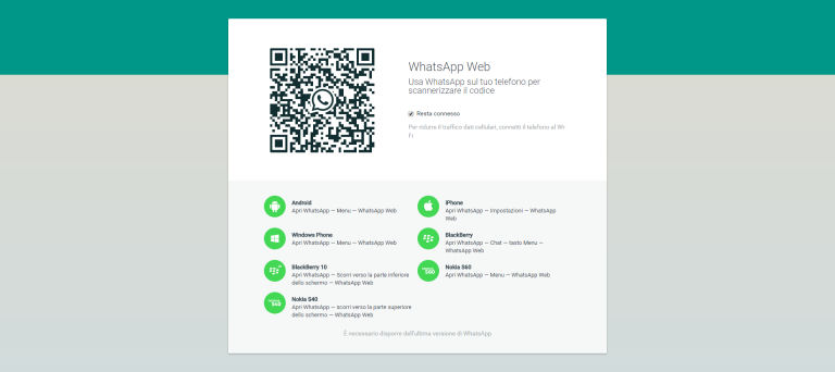 Whatsapp web associazione smartphone