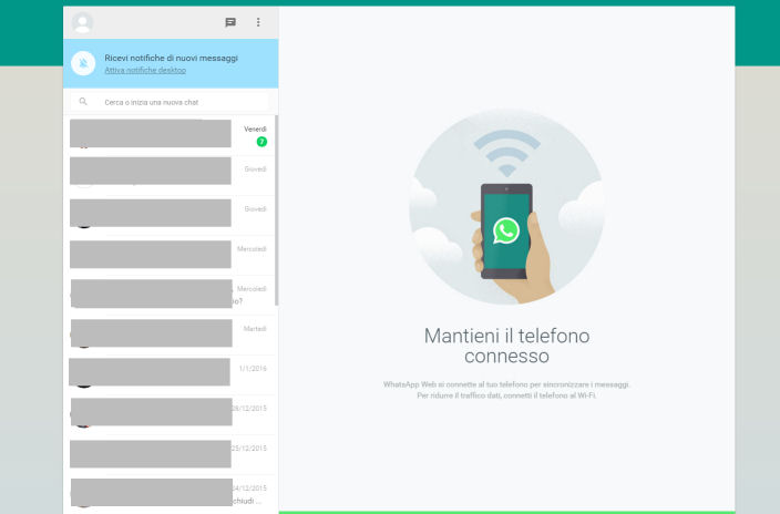 Whatsapp web vista dispositivo associato