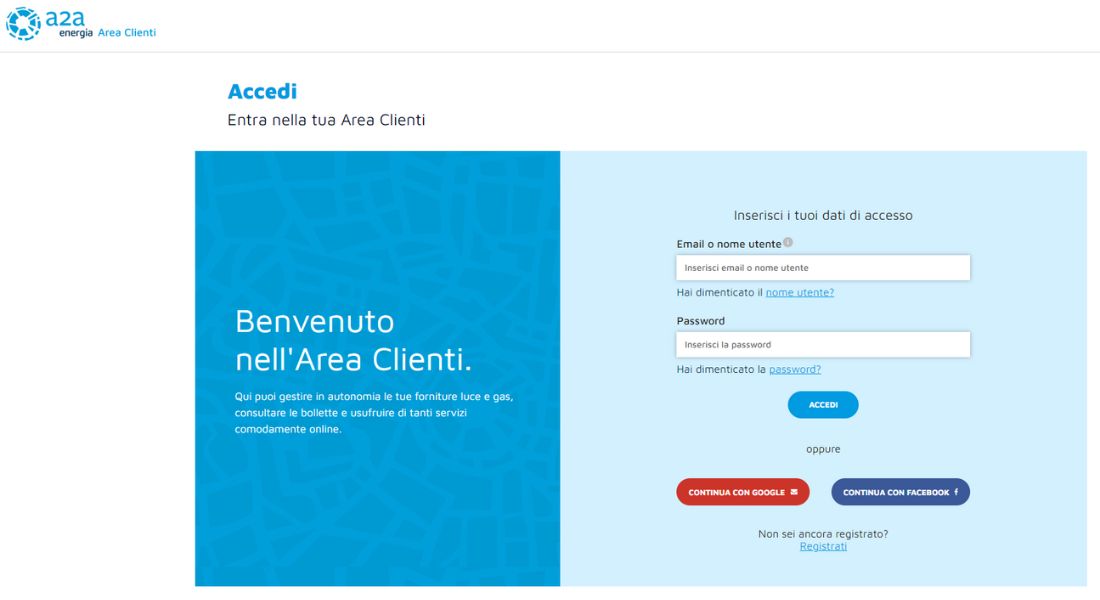 A2a area clienti login