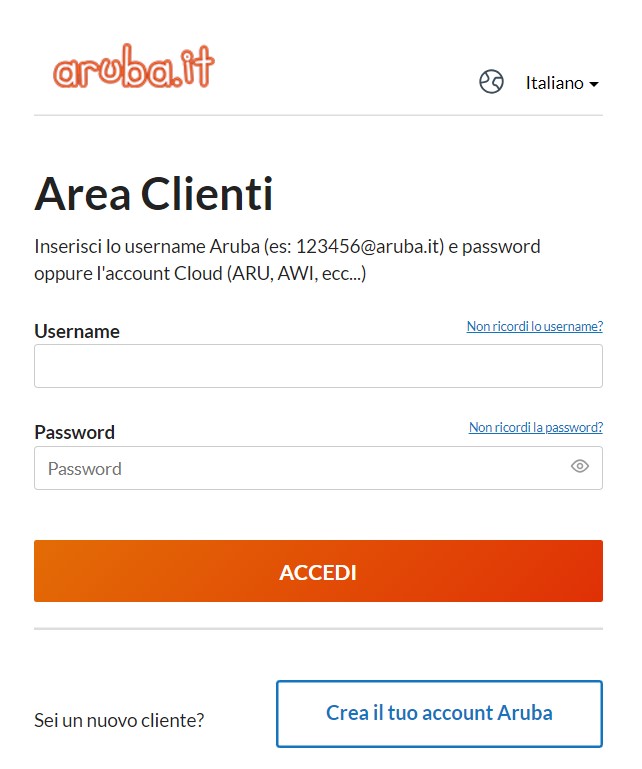 Area clienti aruba accesso
