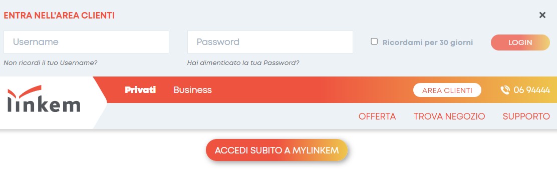 Area clienti linkem accesso