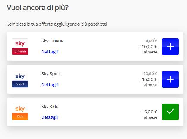 Attivare sky kids
