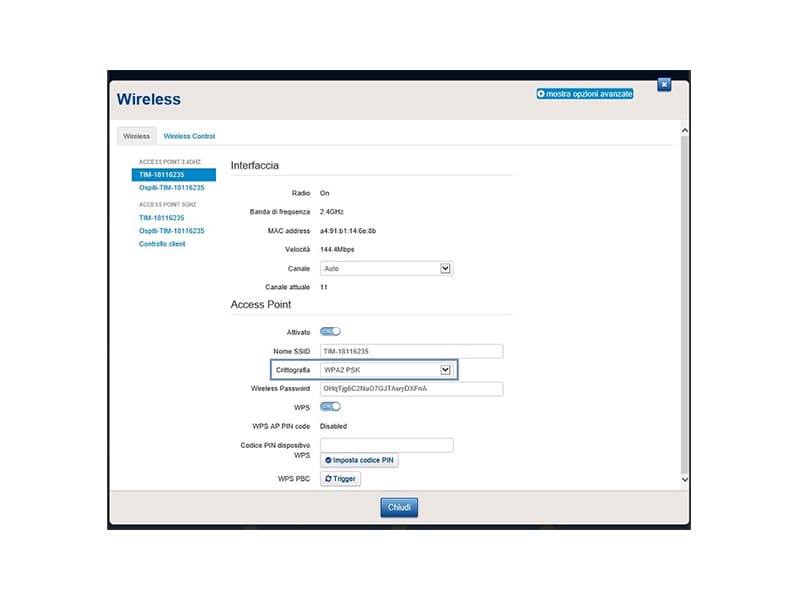 Cambio password modem tim hub