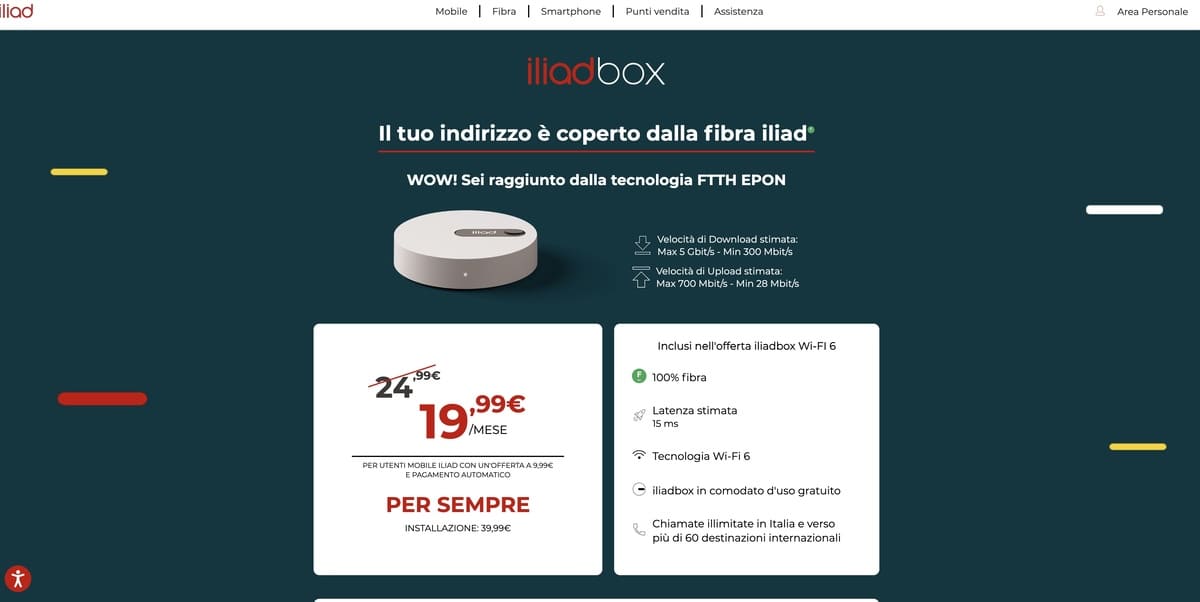 Esempio verifica copertura fibra iliad