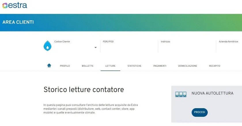 Estra area clienti autolettura