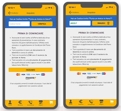 Inserimento codice porta un amico in kena