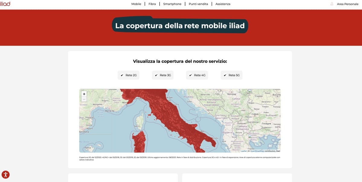 Mappa rete mobile iliad
