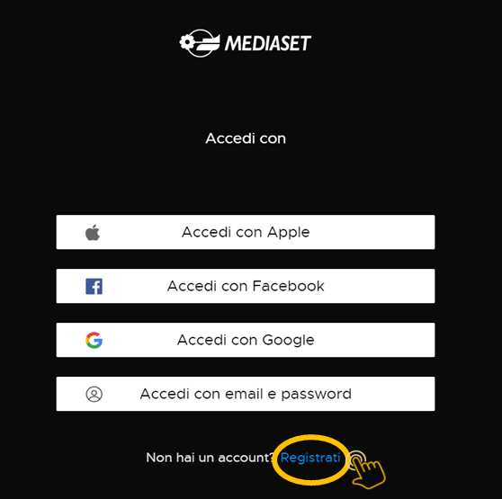 Mediaset infinity registrazione