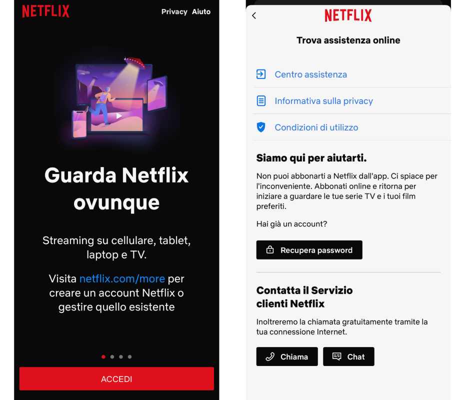 Netflix assistenza chat