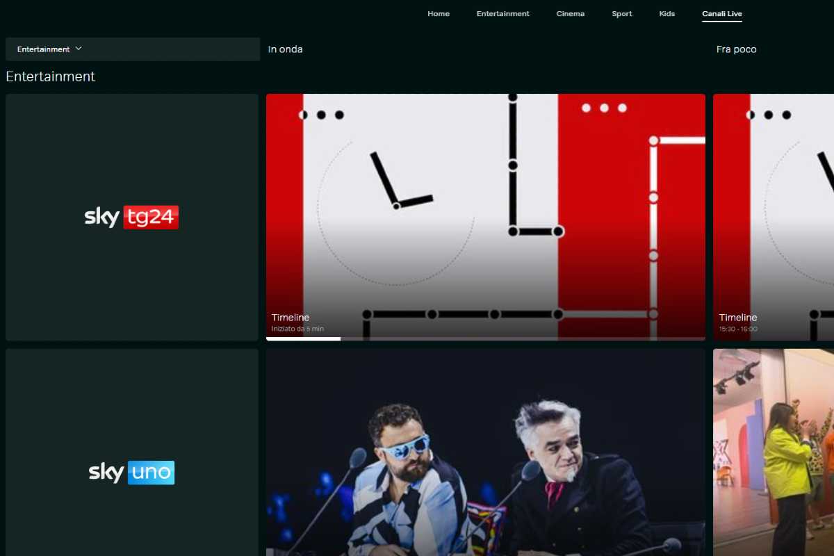 Now entertainment canali live