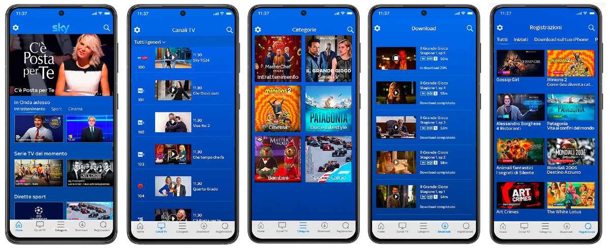 Sky go sezioni app
