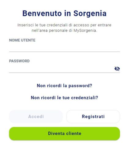 Sorgenia login area clienti