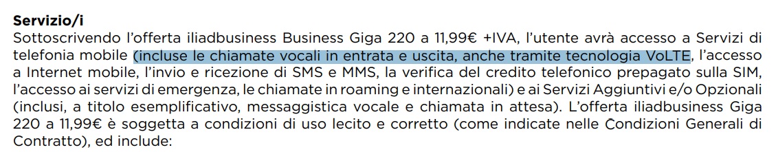 Volte iliad offerte business